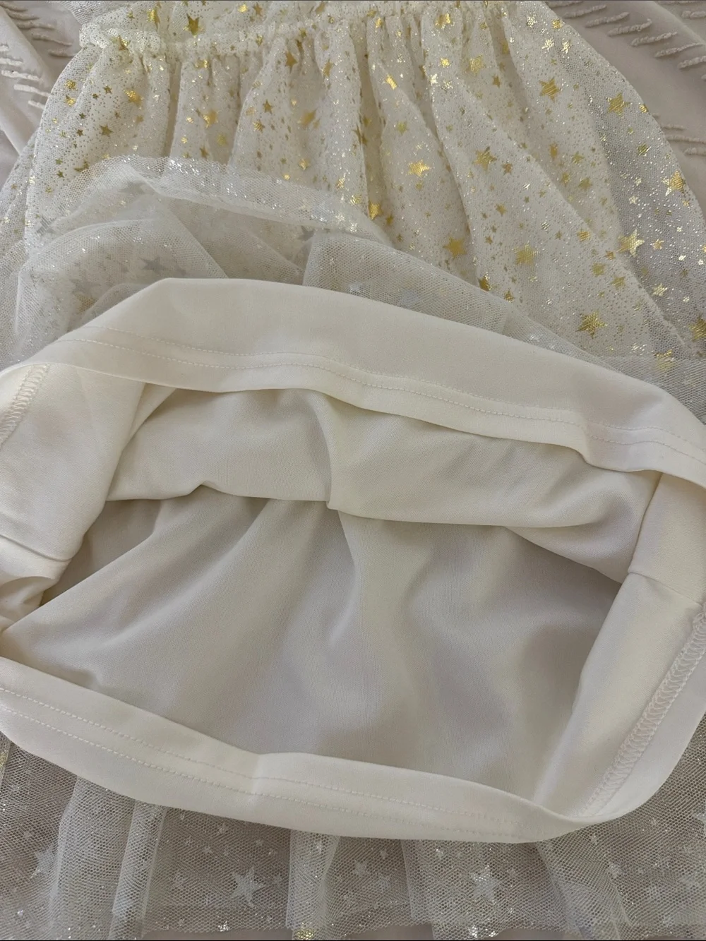 The Children's Place Ivory Tulle Dress with Gold Stars